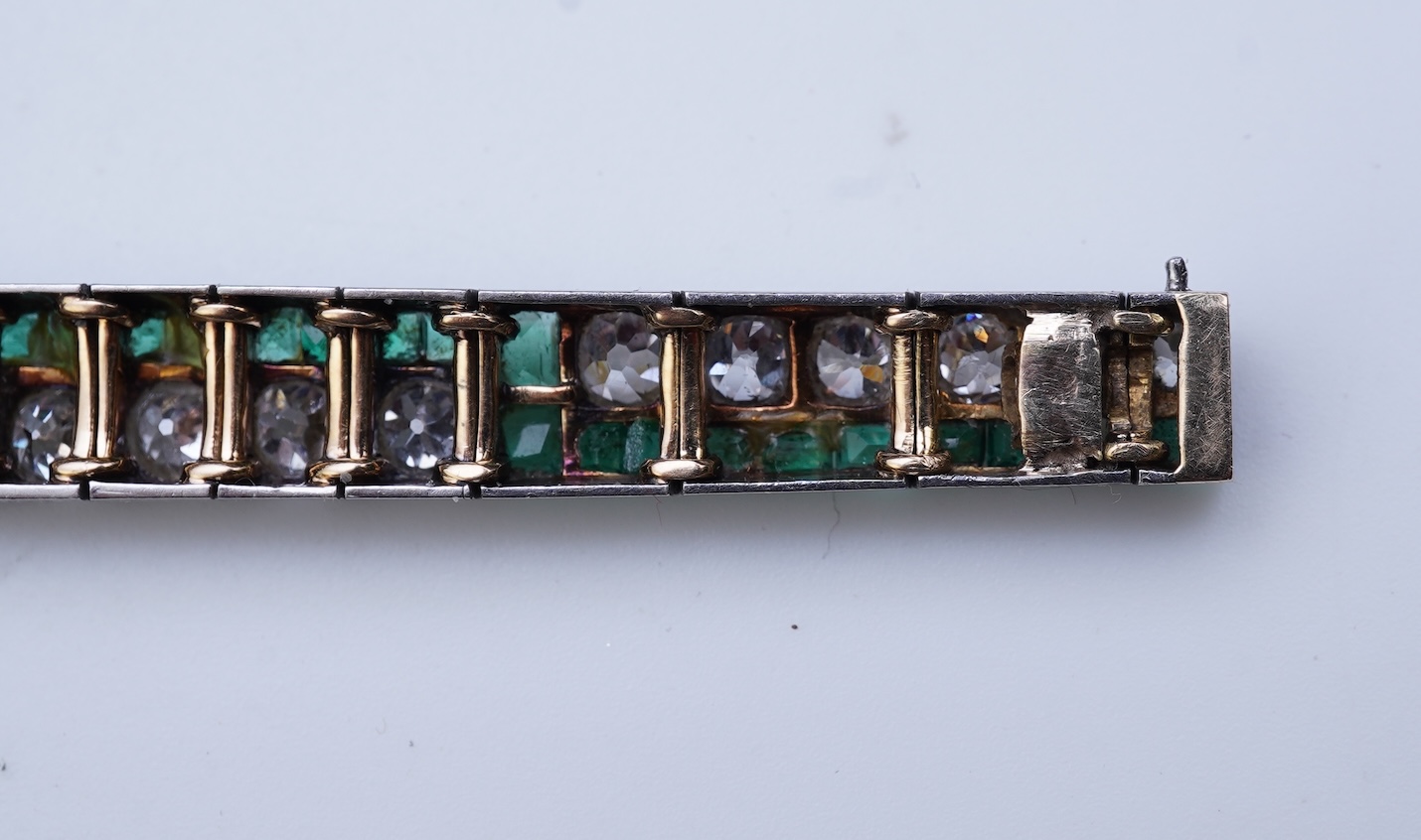 An Art Deco emerald and diamond bracelet, 1920s